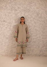 Beige Rosettes Embroidered Set